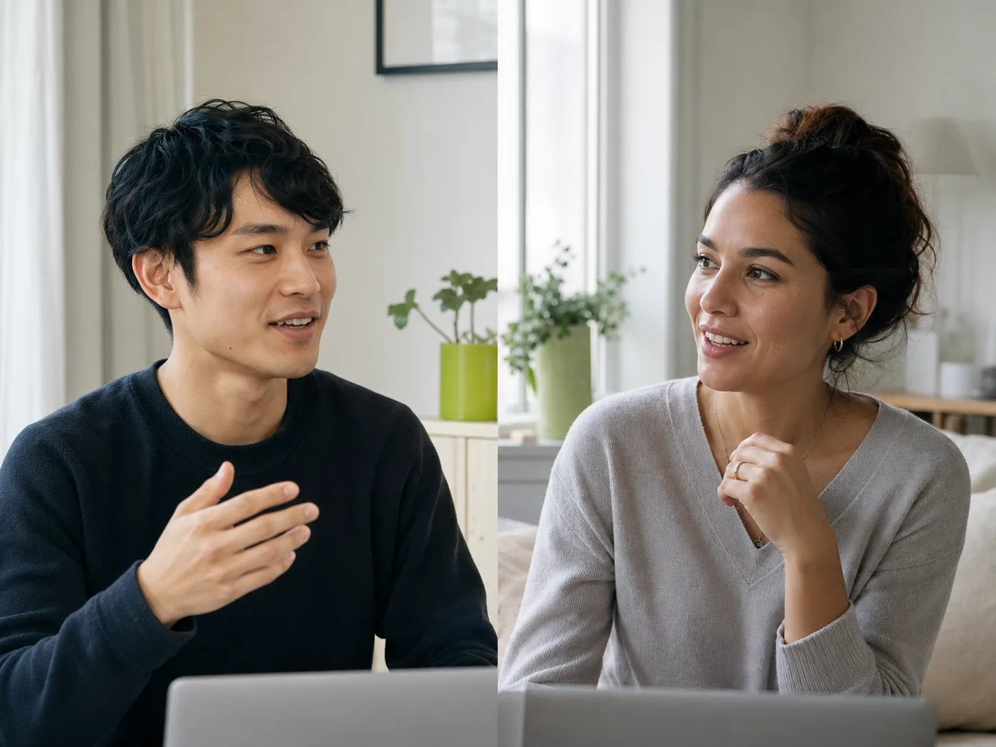 リラックスして会話する2人を、Sottoが静かに支えている様子